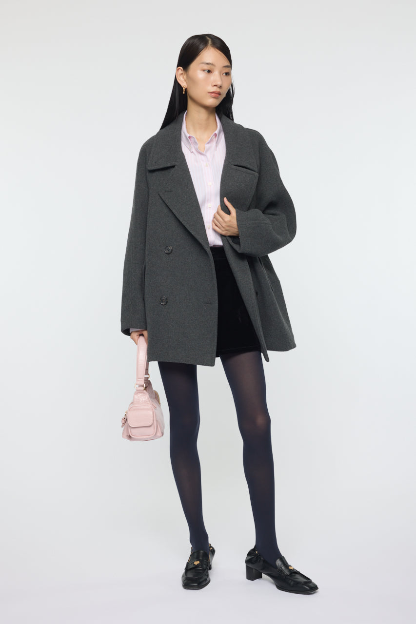 DOUBLE BREASTED MID COAT Charcoal / 1 (S)