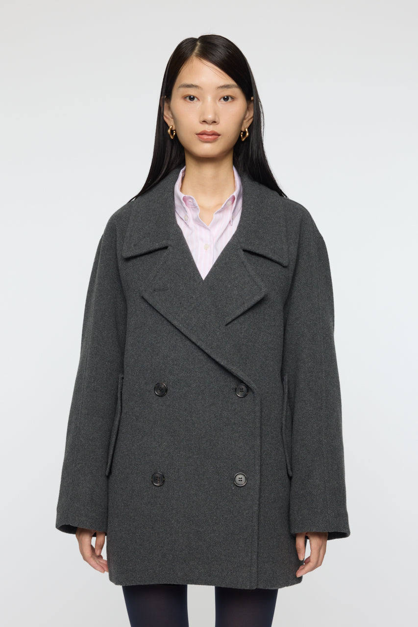 DOUBLE BREASTED MID COAT Charcoal / 1 (S)