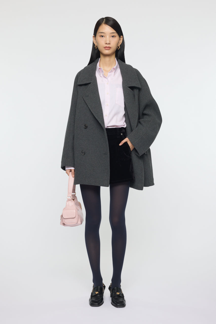 DOUBLE BREASTED MID COAT Charcoal / 1 (S)