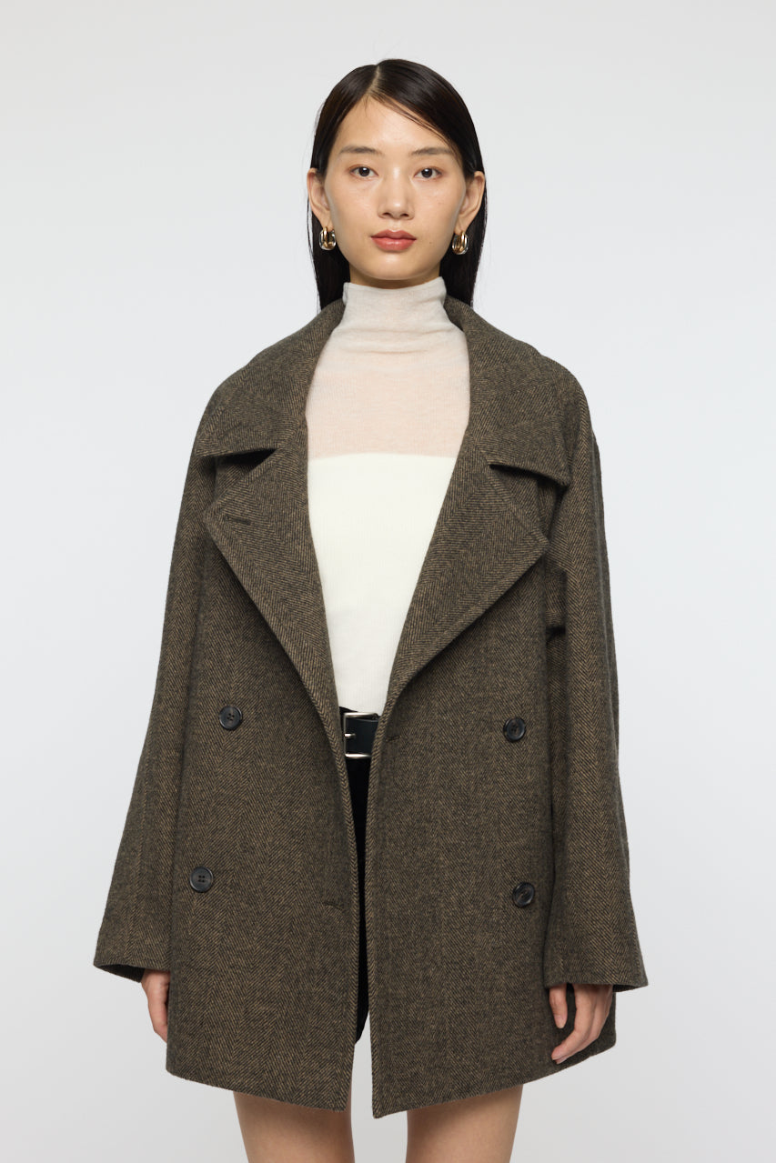 DOUBLE BREASTED MID COAT Multi Brown / 1 (S)