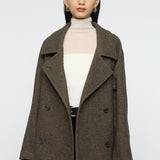 DOUBLE BREASTED MID COAT Multi Brown / 1 (S)