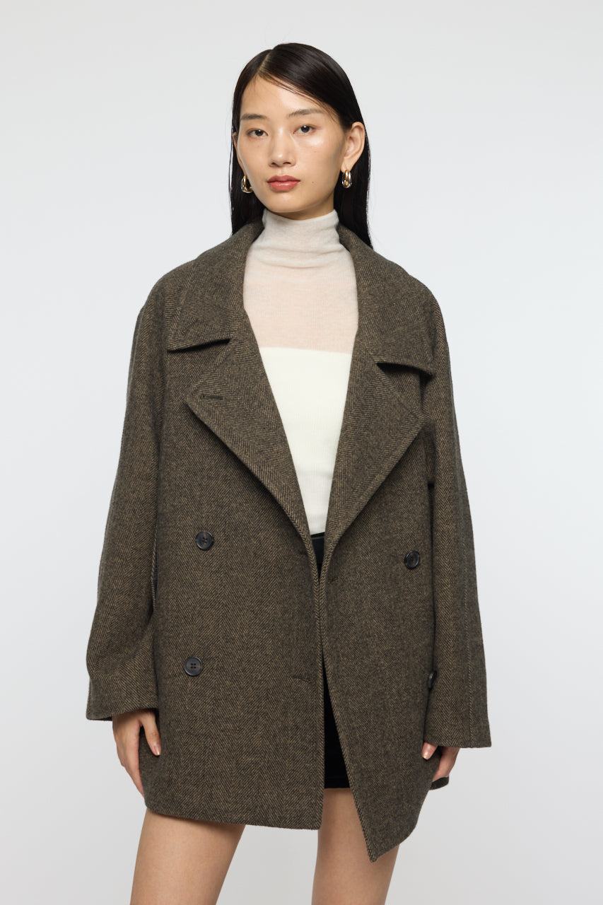 DOUBLE BREASTED MID COAT Multi Brown / 1 (S)
