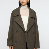 DOUBLE BREASTED MID COAT Multi Brown / 1 (S)