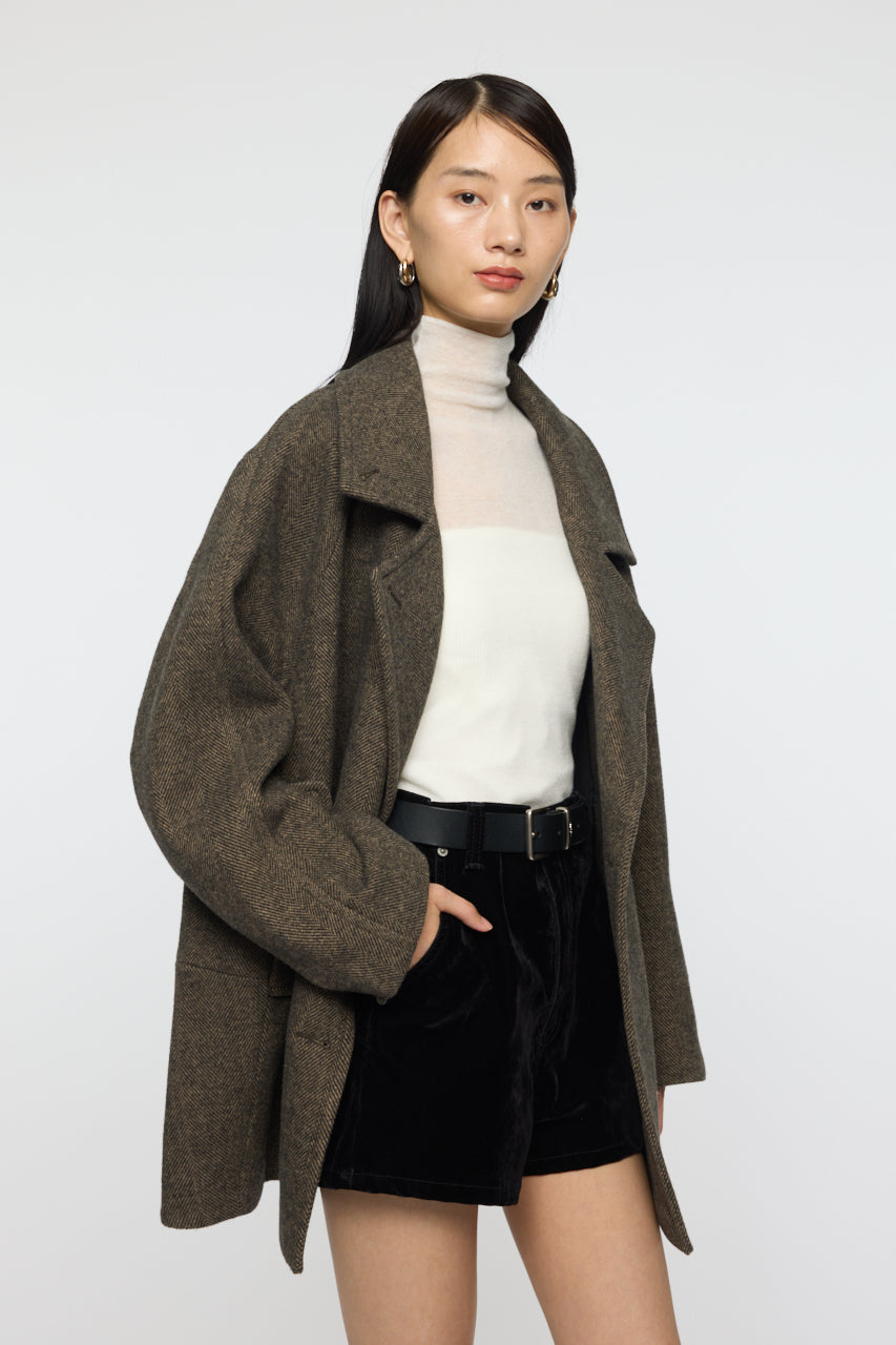 DOUBLE BREASTED MID COAT Multi Brown / 1 (S)