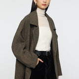 DOUBLE BREASTED MID COAT Multi Brown / 1 (S)
