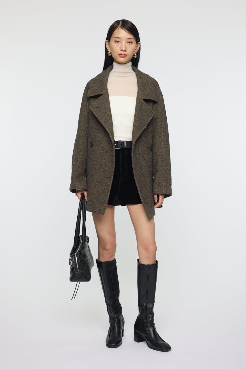 DOUBLE BREASTED MID COAT Multi Brown / 1 (S)