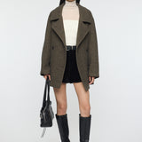 DOUBLE BREASTED MID COAT Multi Brown / 1 (S)