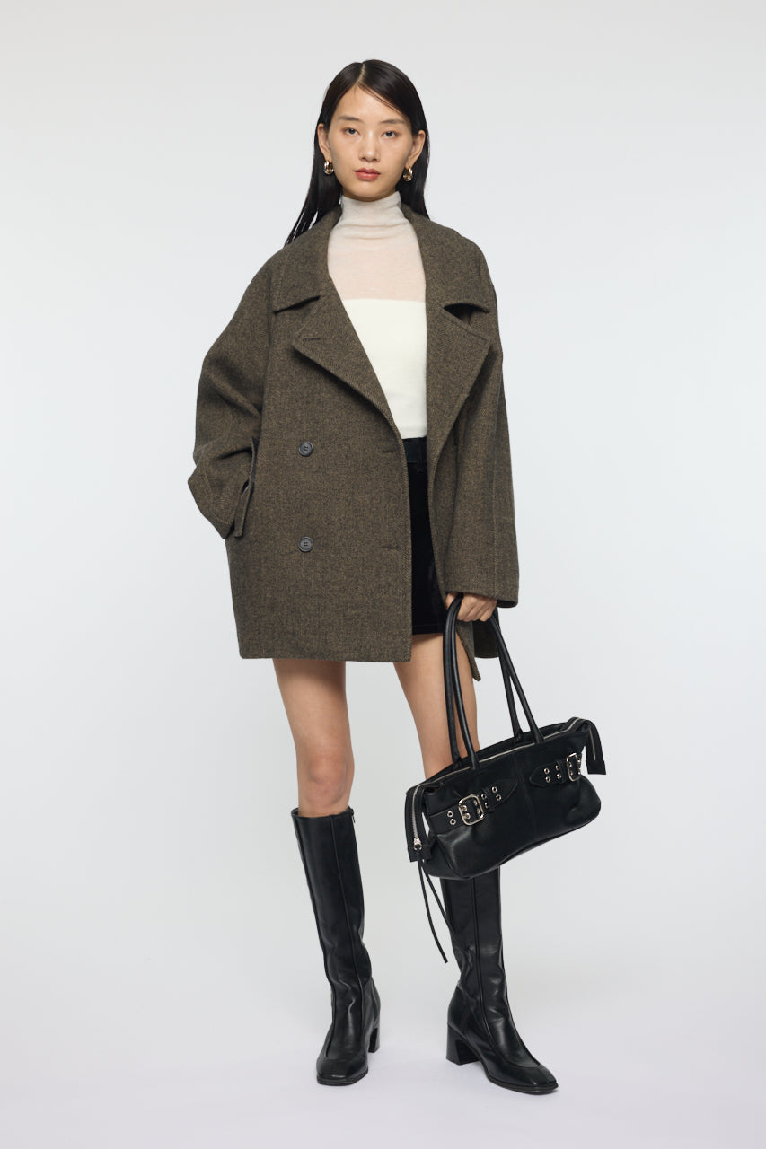 DOUBLE BREASTED MID COAT Multi Brown / 1 (S)