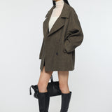 DOUBLE BREASTED MID COAT Multi Brown / 1 (S)
