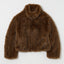 FAUX FUR STAND COLLAR JACKET Dark Brown / Free
