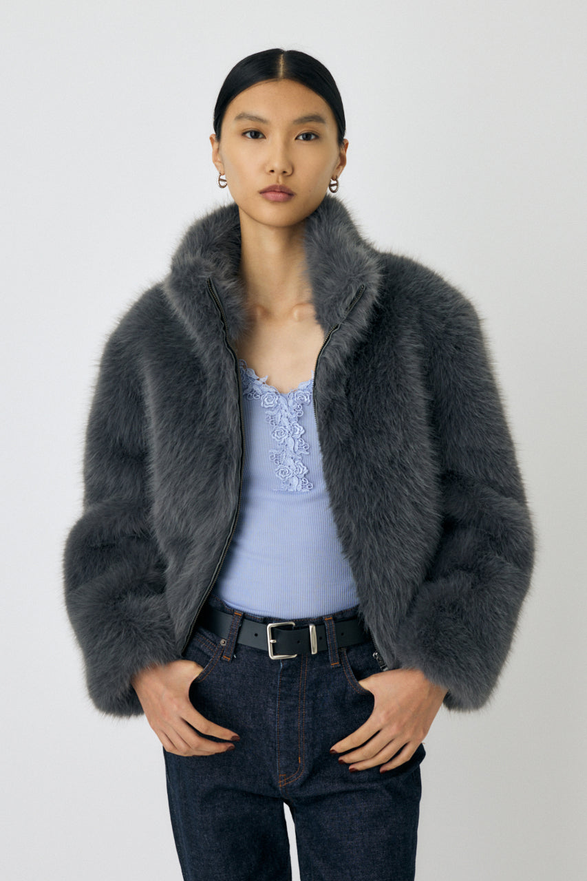 F/FUR STAND COLLAR JACKET Gray / Free