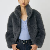 F/FUR STAND COLLAR JACKET Gray / Free