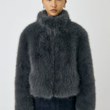 F/FUR STAND COLLAR JACKET Gray / Free