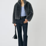 F/FUR STAND COLLAR JACKET Gray / Free