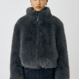 F/FUR STAND COLLAR JACKET Gray / Free