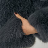 F/FUR STAND COLLAR JACKET Gray / Free