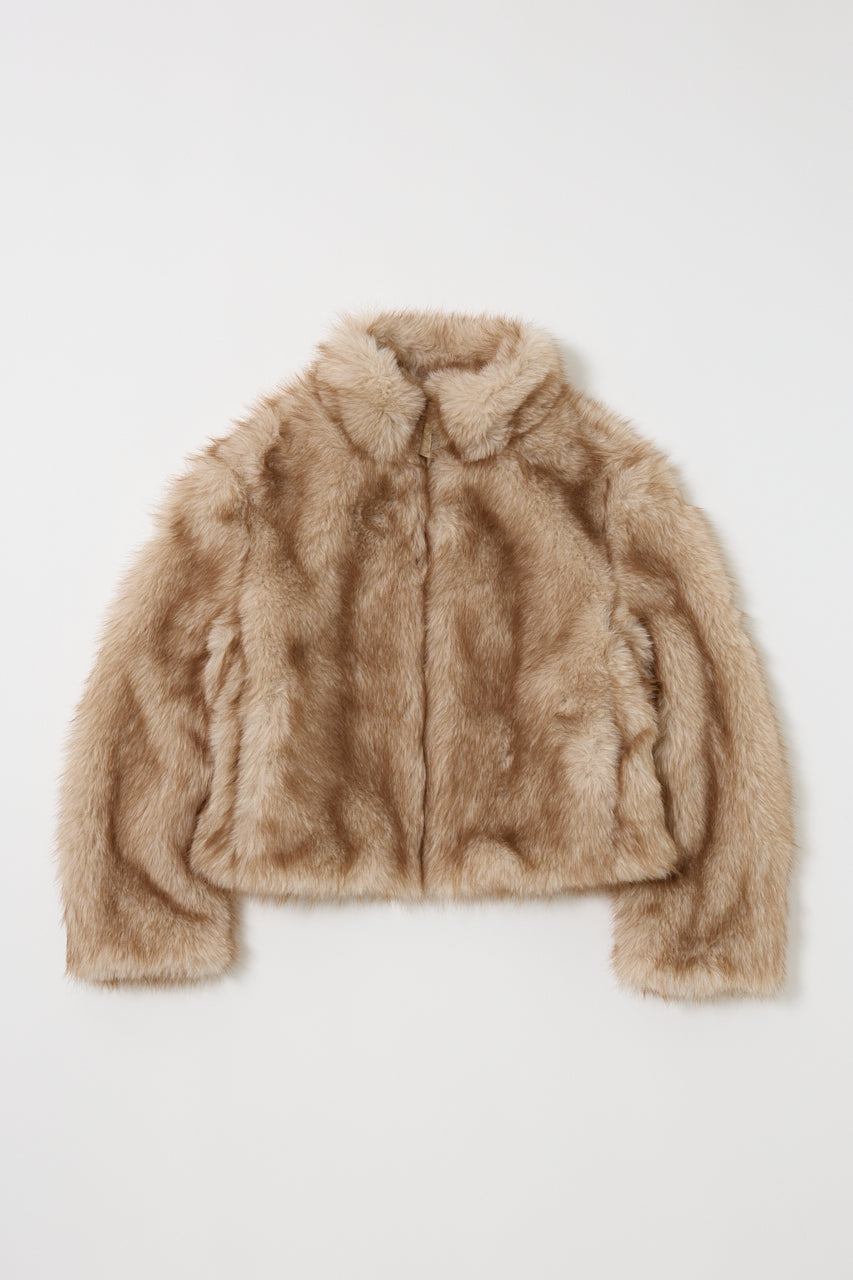 FAUX FUR STAND COLLAR JACKET Light Beige / Free