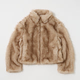FAUX FUR STAND COLLAR JACKET Light Beige / Free