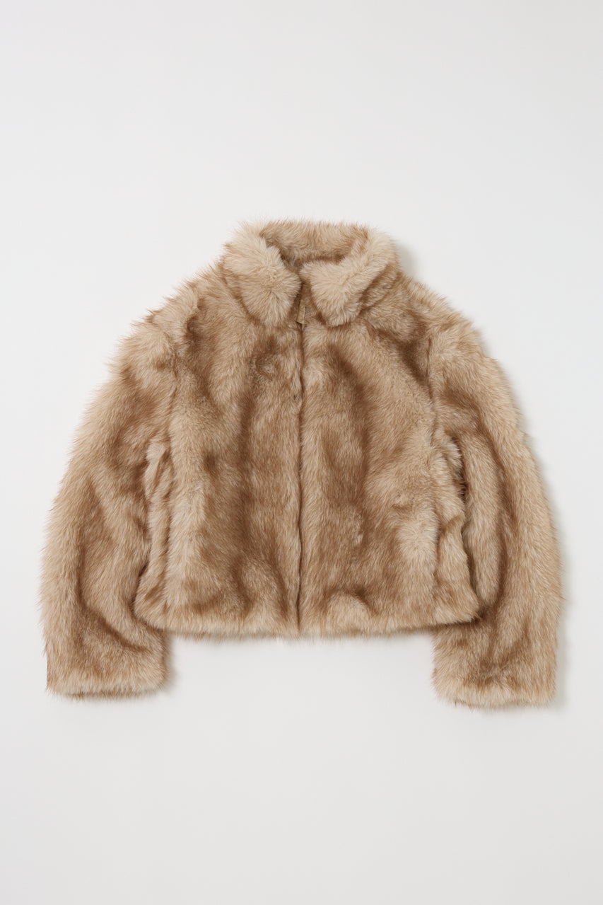 F/FUR STAND COLLAR JACKET Light Beige / Free
