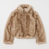 F/FUR STAND COLLAR JACKET Light Beige / Free