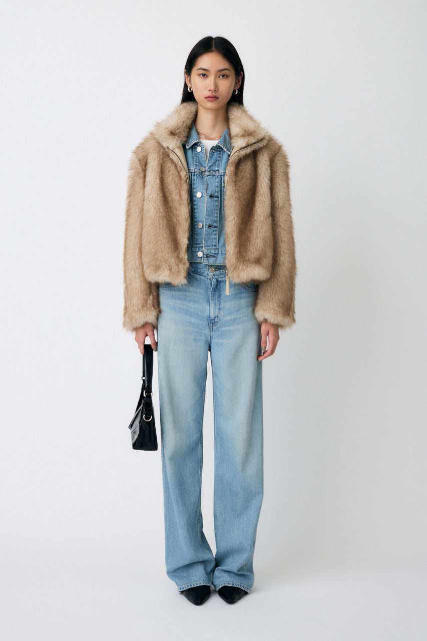 F/FUR STAND COLLAR JACKET Light Beige / Free