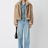 F/FUR STAND COLLAR JACKET Light Beige / Free