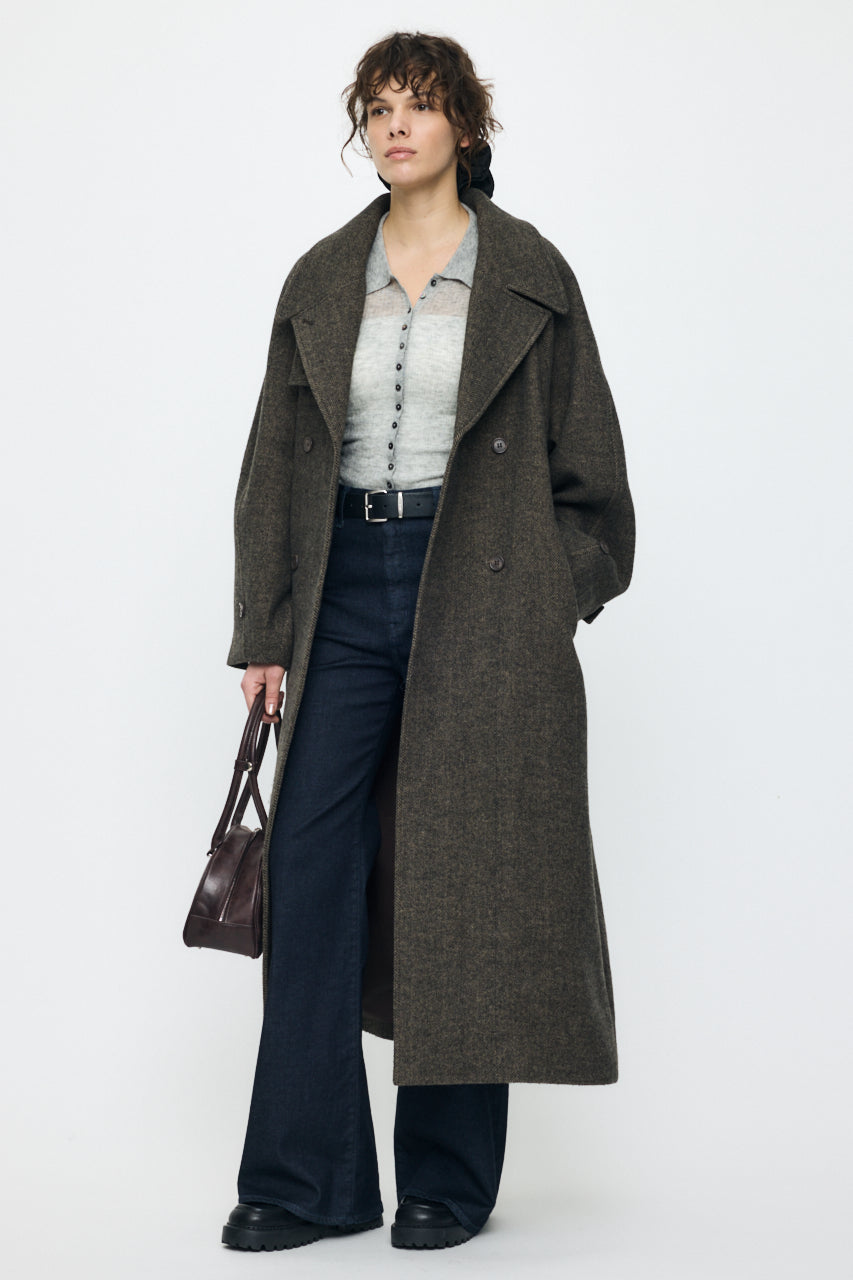 FORM SLEEVE LONG COAT Multi Brown / 1 (S)