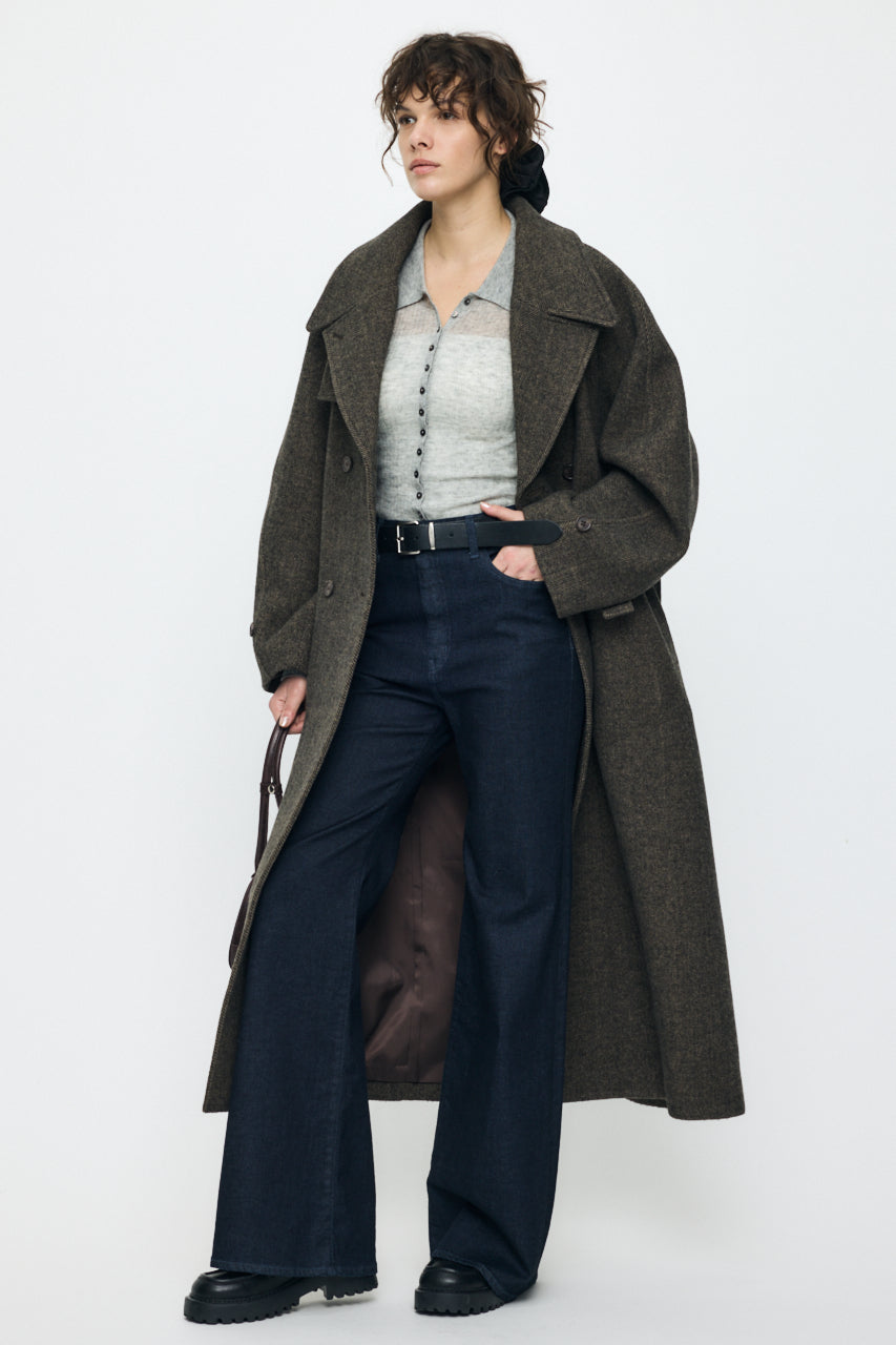 FORM SLEEVE LONG COAT Multi Brown / 1 (S)