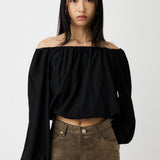 OFF SHOULDER PUFFY BLOUSE Black / Free
