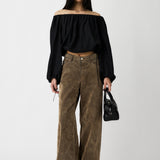 OFF SHOULDER PUFFY BLOUSE Black / Free