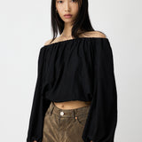 OFF SHOULDER PUFFY BLOUSE Black / Free