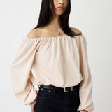OFF SHOULDER PUFFY BLOUSE Light Pink / Free