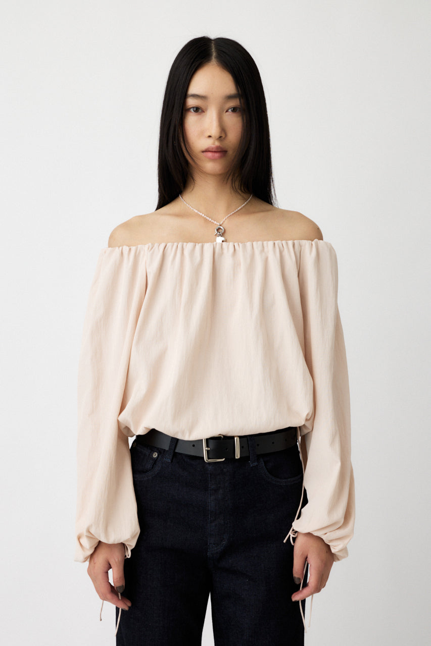 OFF SHOULDER PUFFY BLOUSE Light Pink / Free