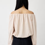OFF SHOULDER PUFFY BLOUSE Light Pink / Free