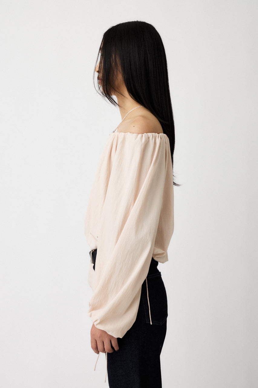 OFF SHOULDER PUFFY BLOUSE Light Pink / Free