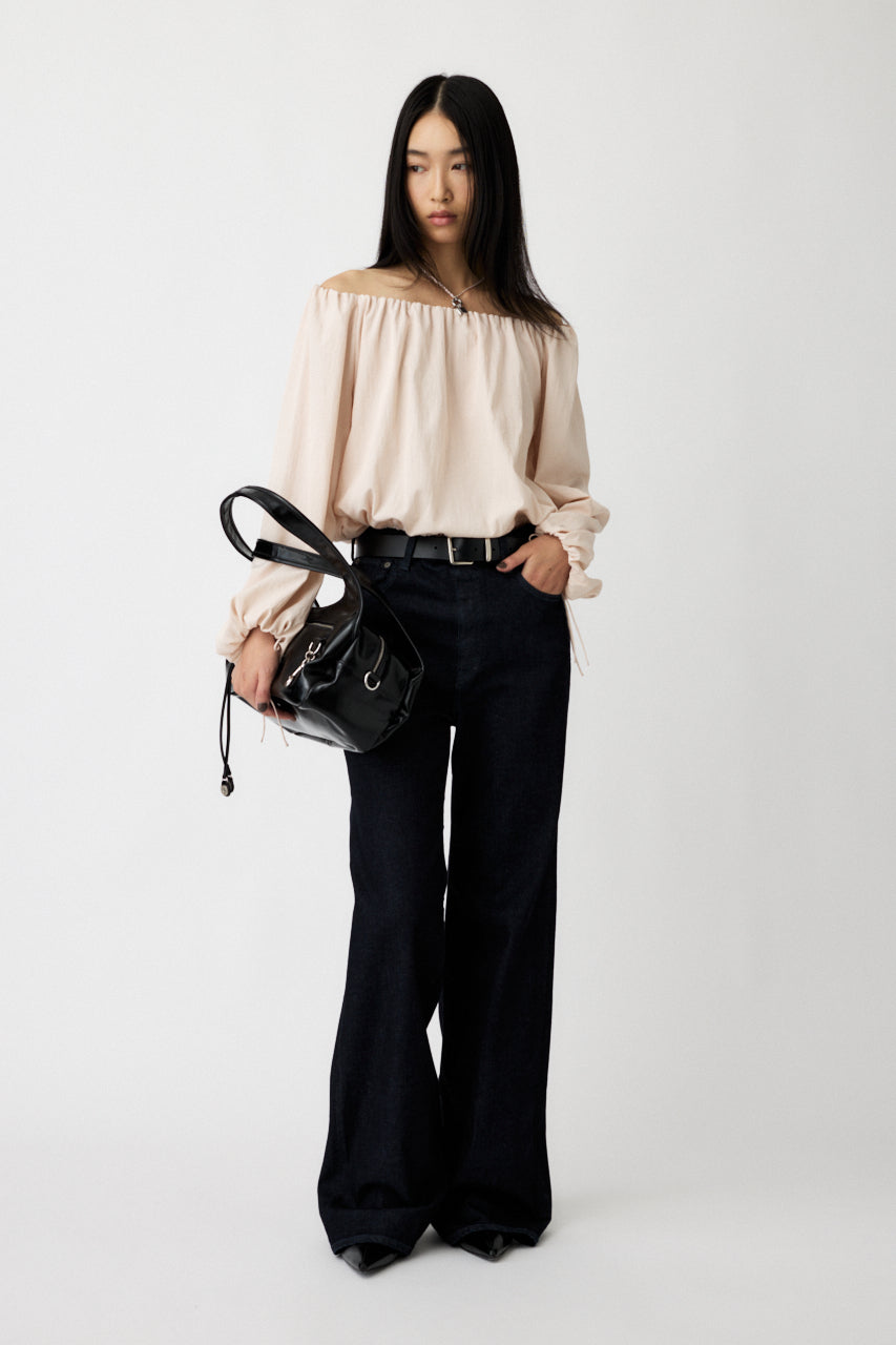 OFF SHOULDER PUFFY BLOUSE Light Pink / Free