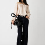 OFF SHOULDER PUFFY BLOUSE Light Pink / Free