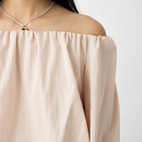 OFF SHOULDER PUFFY BLOUSE Light Pink / Free