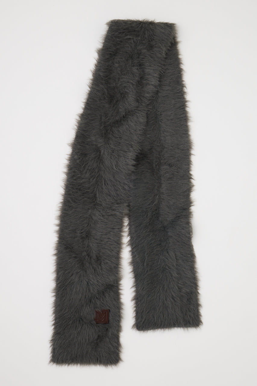 FLUFFY KNIT SCARF Gray / Free