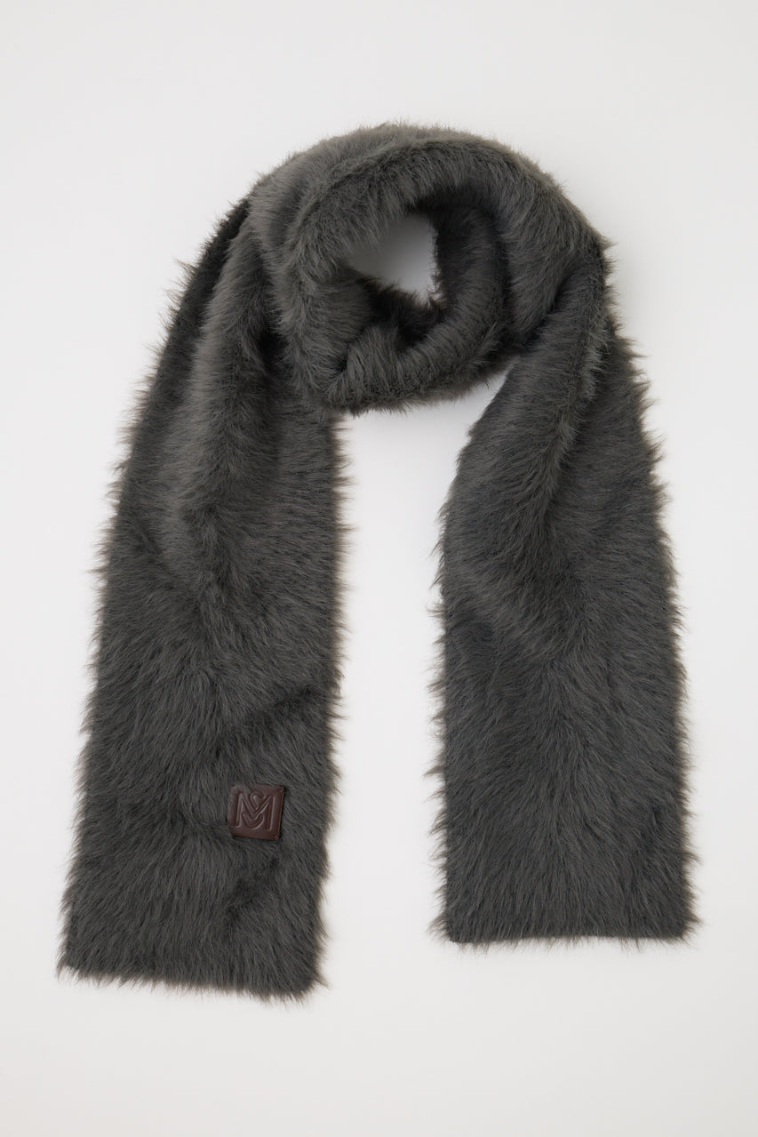 FLUFFY KNIT SCARF Gray / Free