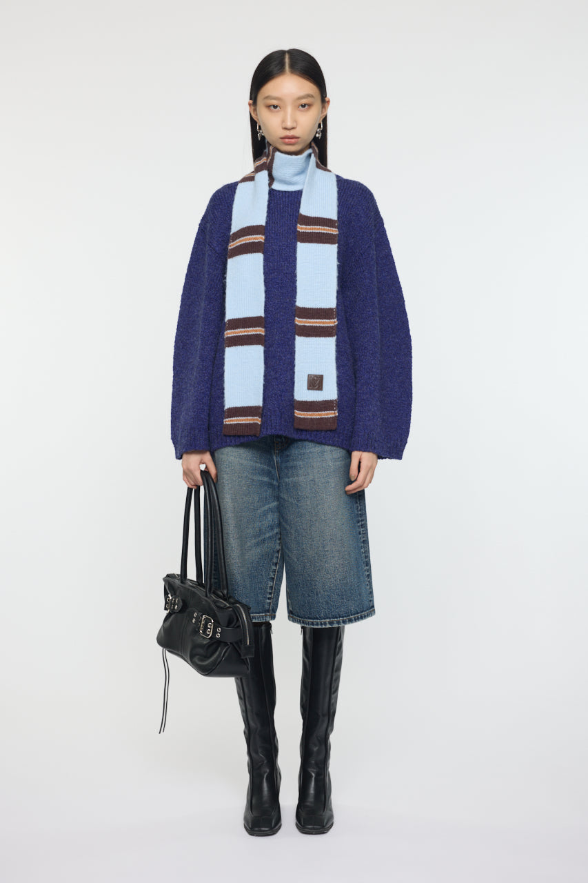 BRUSHED OVERSIZED SWEATER Blue / Free