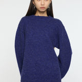 BRUSHED OVERSIZED SWEATER Blue / Free