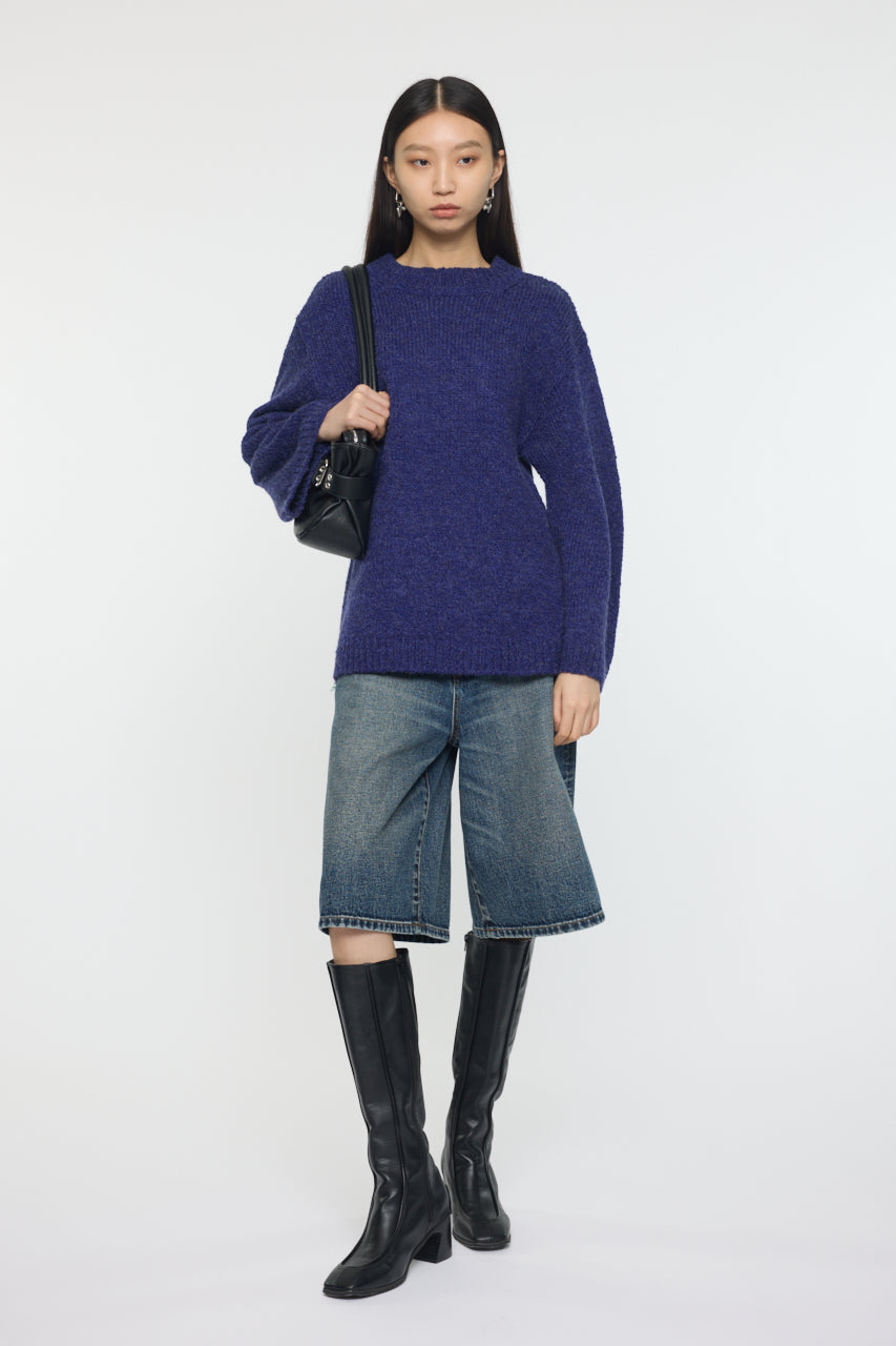 BRUSHED OVERSIZED SWEATER Blue / Free
