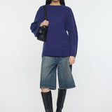BRUSHED OVERSIZED SWEATER Blue / Free
