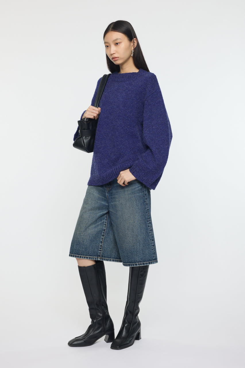 BRUSHED OVERSIZED SWEATER Blue / Free