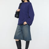 BRUSHED OVERSIZED SWEATER Blue / Free