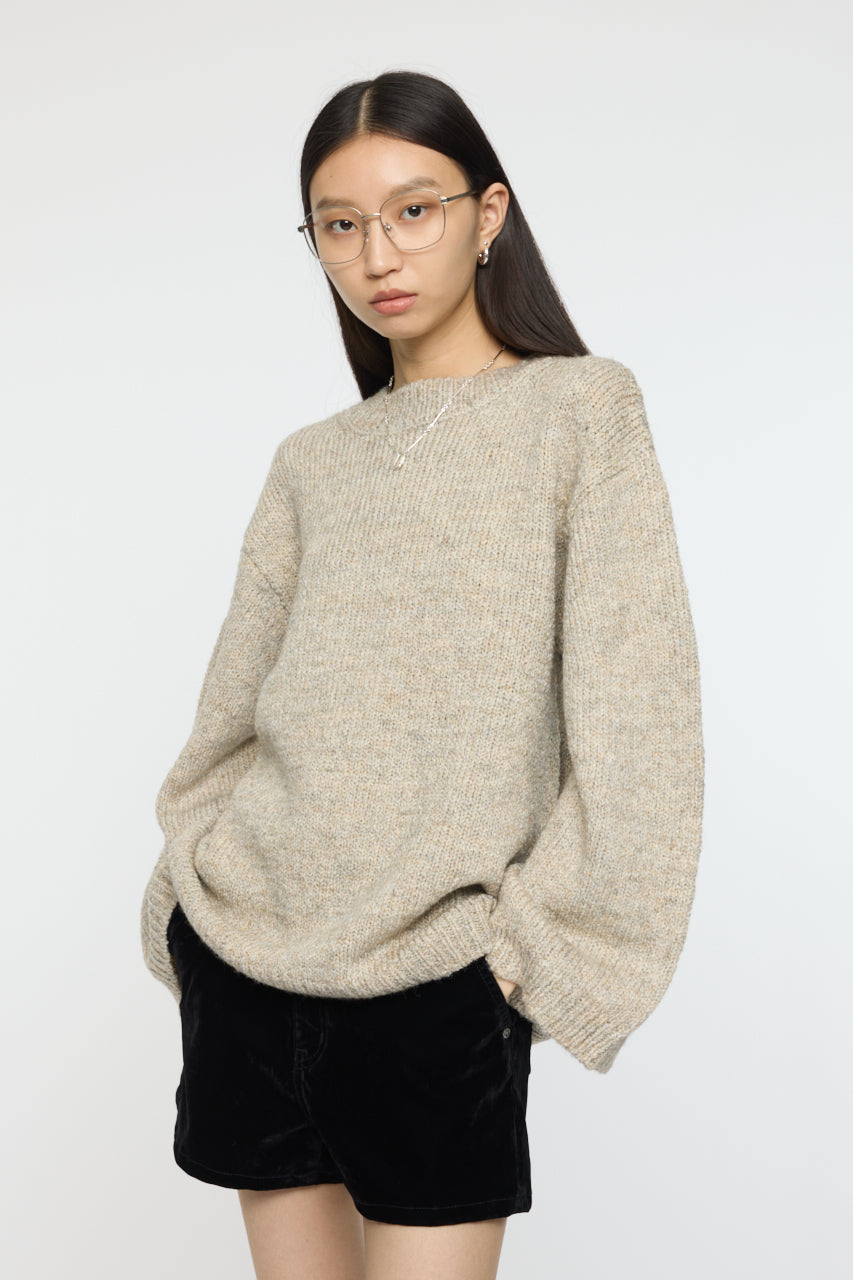 BRUSHED OVERSIZED SWEATER Light Beige / Free