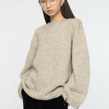 BRUSHED OVERSIZED SWEATER Light Beige / Free
