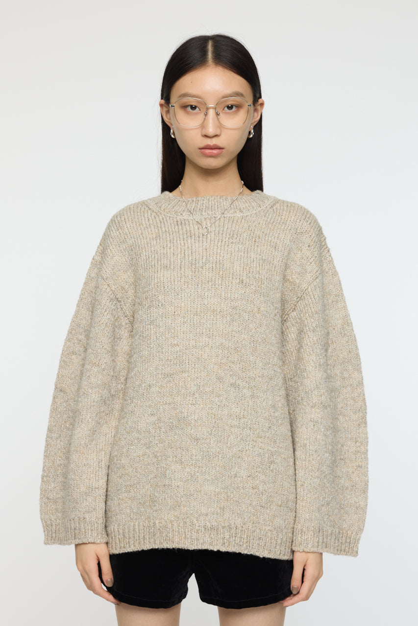 BRUSHED OVERSIZED SWEATER Light Beige / Free