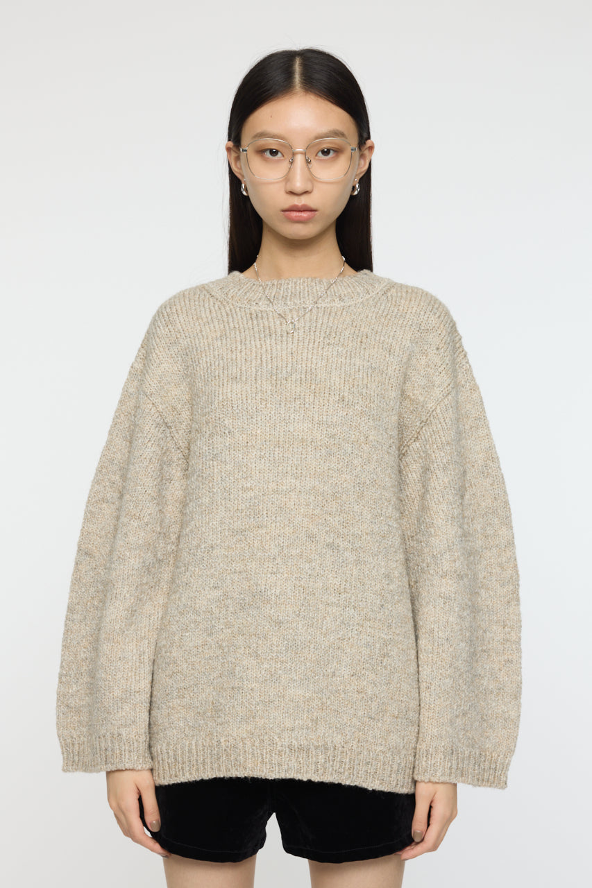 BRUSHED OVERSIZED SWEATER Light Beige / Free